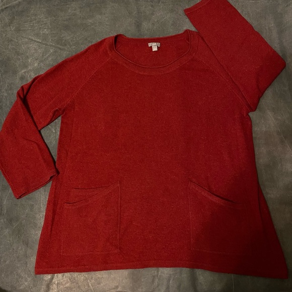 J. Jill Red tunic sweater with pockets like new condition!! - Picture 6 of 12